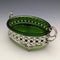 British Antique Butter Dish Silver Plate & Green Glass Inner